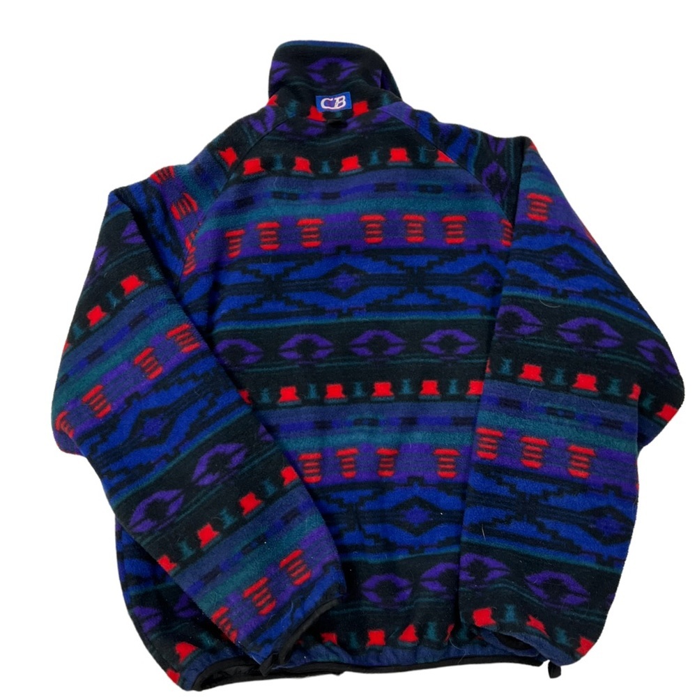 Cb Sports Aztec Fleece Full Zip Up Multi Color Southwest Lined - Picture 3 of 14